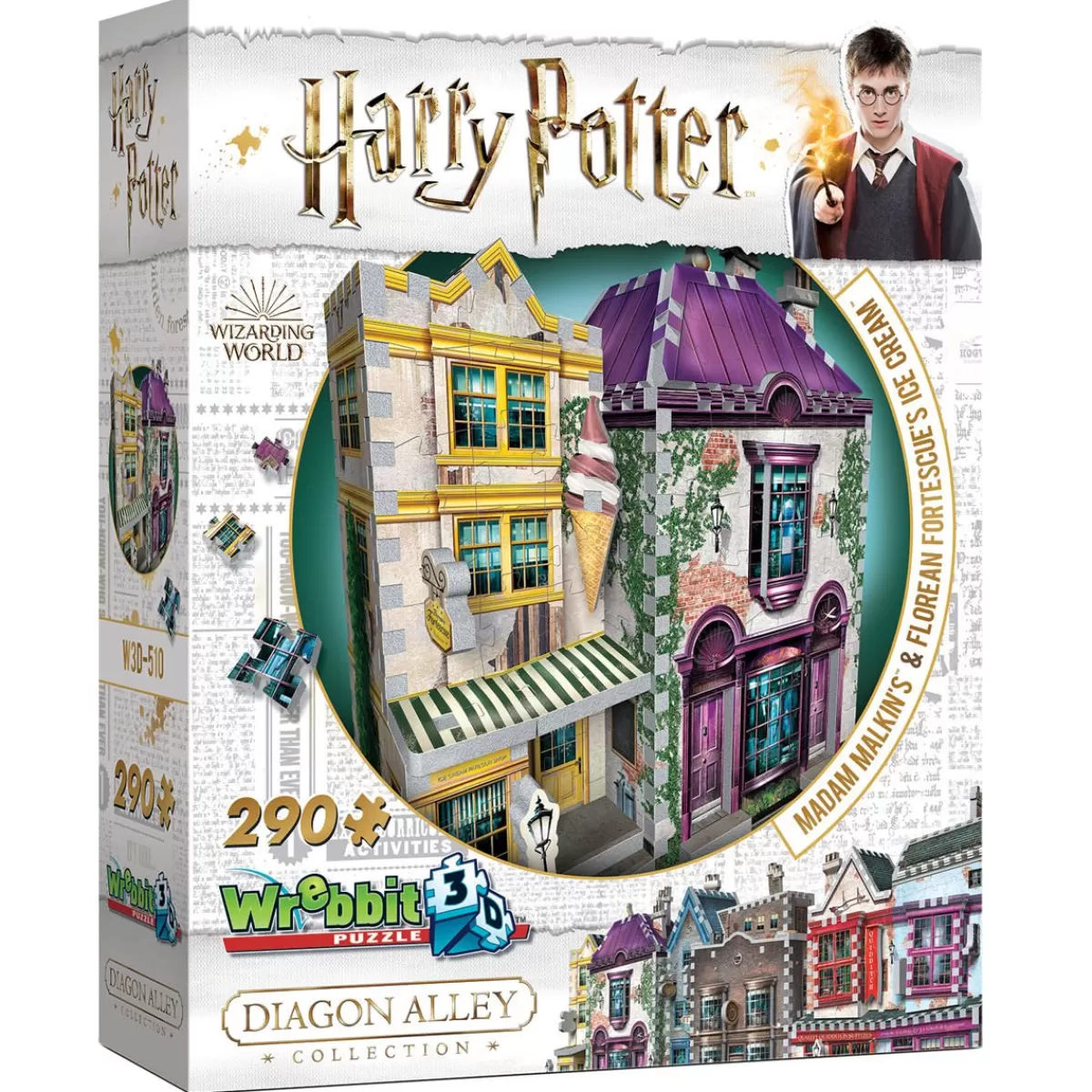 Palapelit<Wrebbit Harry Potter Matami Malkinin Kaapukauppa Ja Qaino Vahvahqon Jaatelobaari 3D-Palapeli